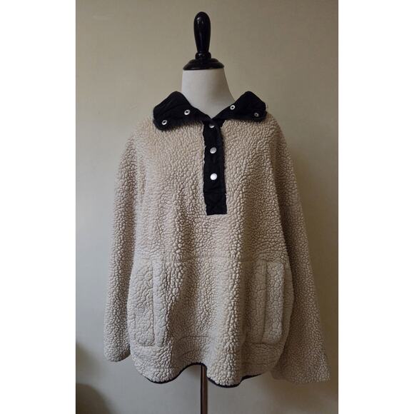 Free People Movement Oh So Cozy Fleece Teddy Jacket Cream Ivory Pullover Med. - Picture 1 of 11